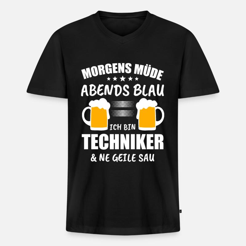 Techniker Computer Technik Geschenk - Männer Premium Bio T-Shirt mit V-Ausschnitt - Schwarz