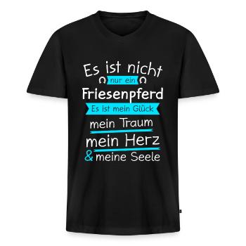 Friesenpferd Friesen Friese Geschenk - Männer Premium Bio T-Shirt mit V-Ausschnitt - Schwarz - Vorne - Nico (187cm)