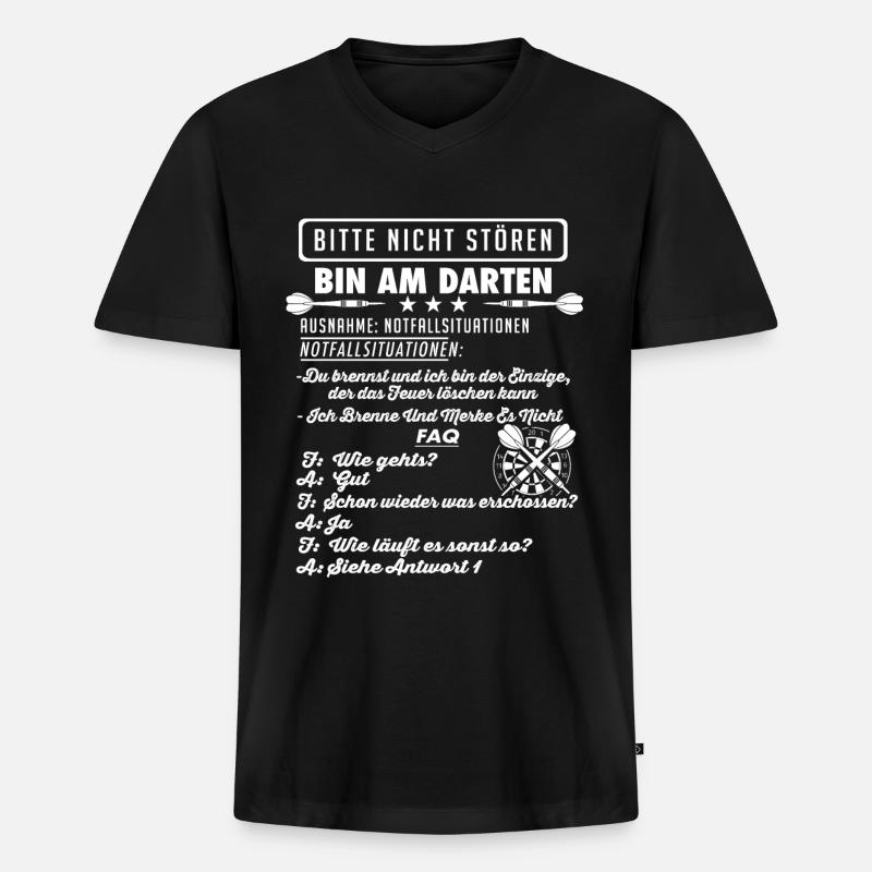 Dart Darts Darten Geschenk - Männer Premium Bio T-Shirt mit V-Ausschnitt - Schwarz