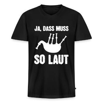 Dudelsack Schottland Dudelsackspieler Geschenk - Männer Premium Bio T-Shirt mit V-Ausschnitt - Schwarz - Vorne - Nico (187cm)