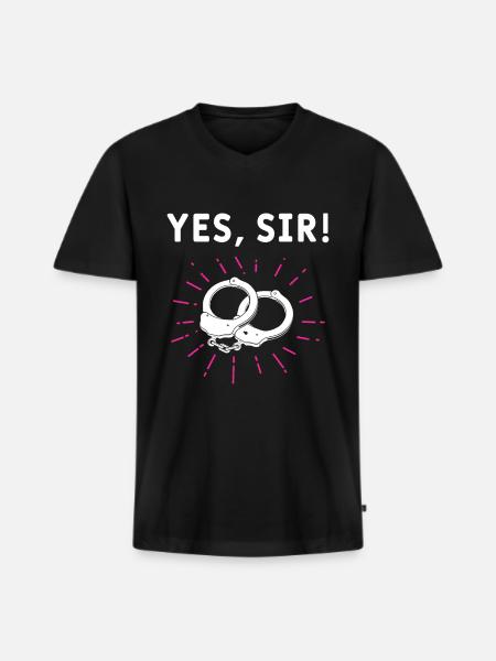 Submissive Naughty Woman Handcuffed Perverted - Men's Premium Organic T-shirt with V-neck - black