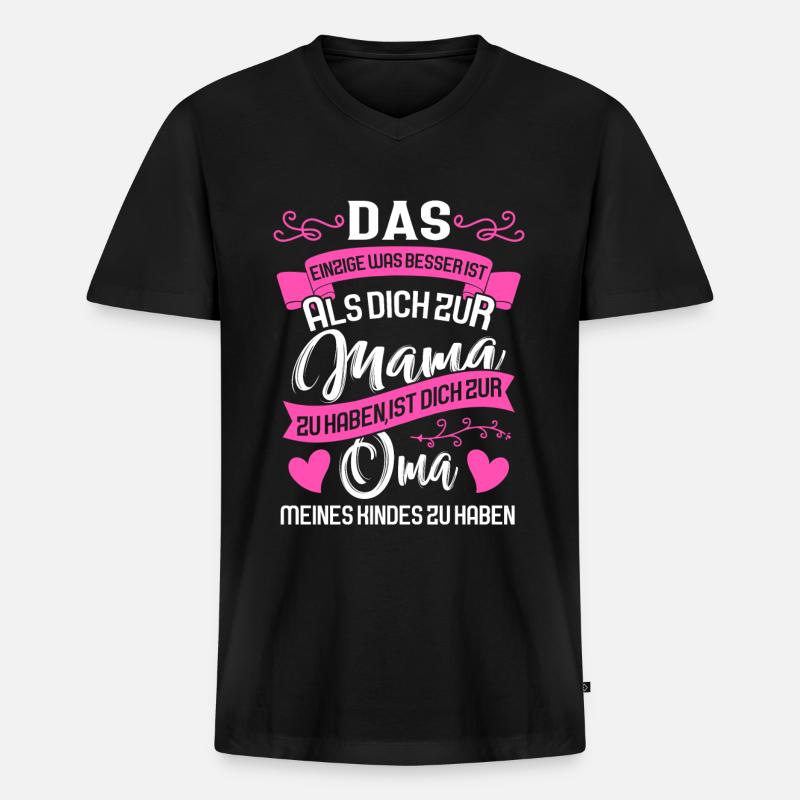 Mama Oma Werdende Oma Geschenk - Männer Premium Bio T-Shirt mit V-Ausschnitt - Schwarz