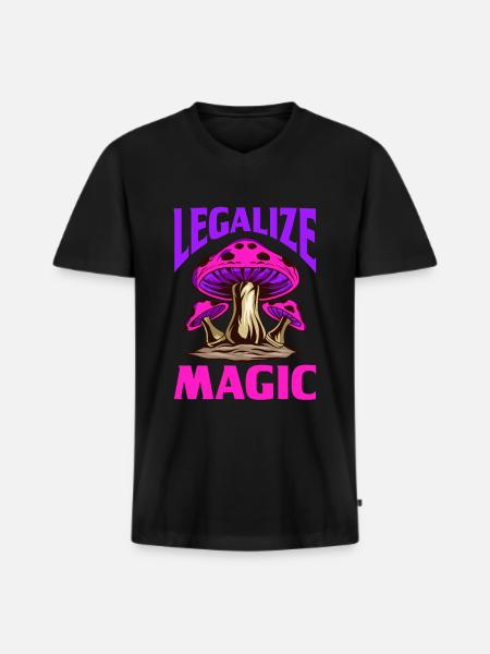 Magic Shrooms Festival Psychedelic Funghi - Men's Premium Organic T-shirt with V-neck - black