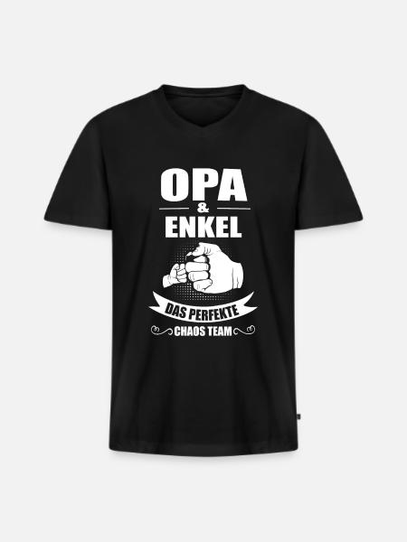 Opa Enkel Das Perfekte Chaos Team Geschenk - Männer Premium Bio T-Shirt mit V-Ausschnitt - Schwarz