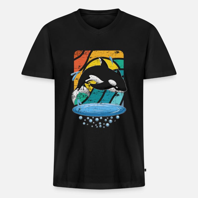 Schwertwal Killerwal Orca - Männer Premium Bio T-Shirt mit V-Ausschnitt - Schwarz