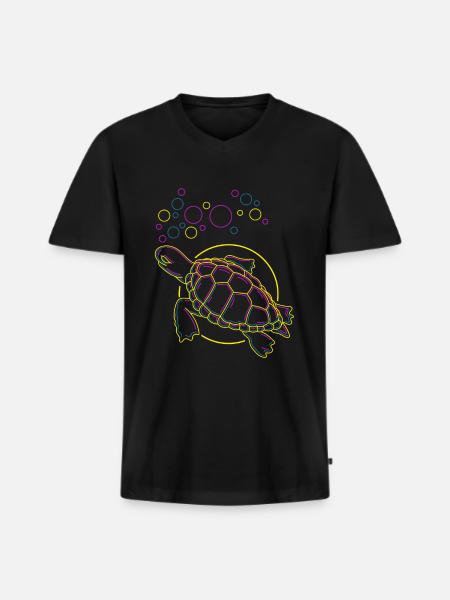 Tortue - T-shirt encolure en V Premium bio Homme - noir