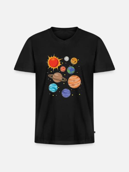 Universe Astronaut Planet Space - Men's Premium Organic T-shirt with V-neck - black