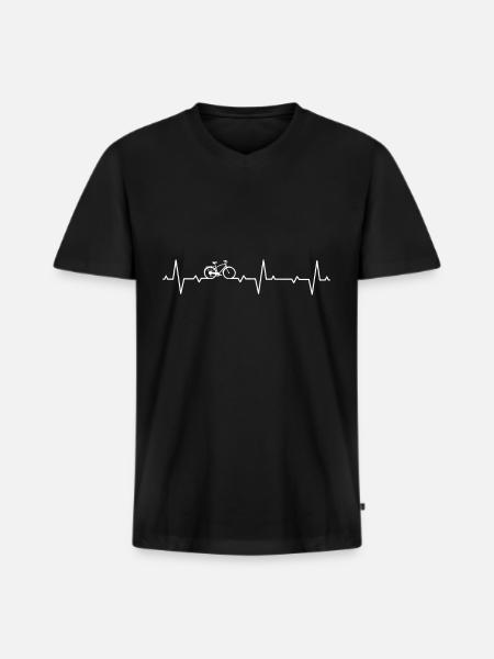Bicycle heartbeat - Men's Premium Organic T-shirt with V-neck - black