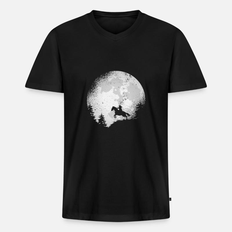 Pferd - Männer Premium Bio T-Shirt mit V-Ausschnitt - Schwarz