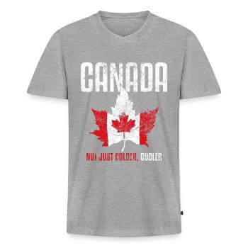 Canadian Funny Quotes Cooler Colder Vintage - T-shirt encolure en V Premium bio Homme - gris chiné - Devant