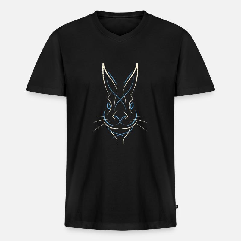 Hase - Männer Premium Bio T-Shirt mit V-Ausschnitt - Schwarz