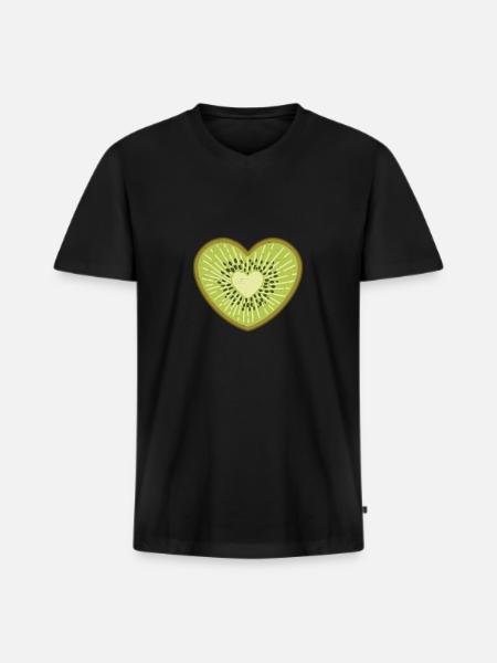 Kiwi - Men's Premium Organic T-shirt with V-neck - black