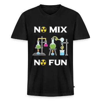 No Mix No Fun Labor Chemie T-shirt Wissenschaft - Männer Premium Bio T-Shirt mit V-Ausschnitt - Schwarz - Vorne - Nico (187cm)