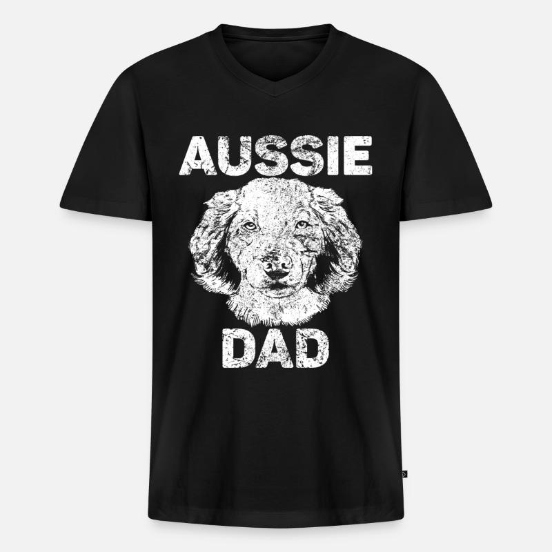 Aussie Dad - Männer Premium Bio T-Shirt mit V-Ausschnitt - Schwarz