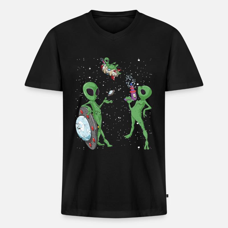 Alien - Männer Premium Bio T-Shirt mit V-Ausschnitt - Schwarz
