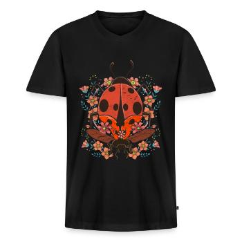 Ladybird - Men's Premium Organic T-shirt with V-neck - black - Front - Nico (187cm)