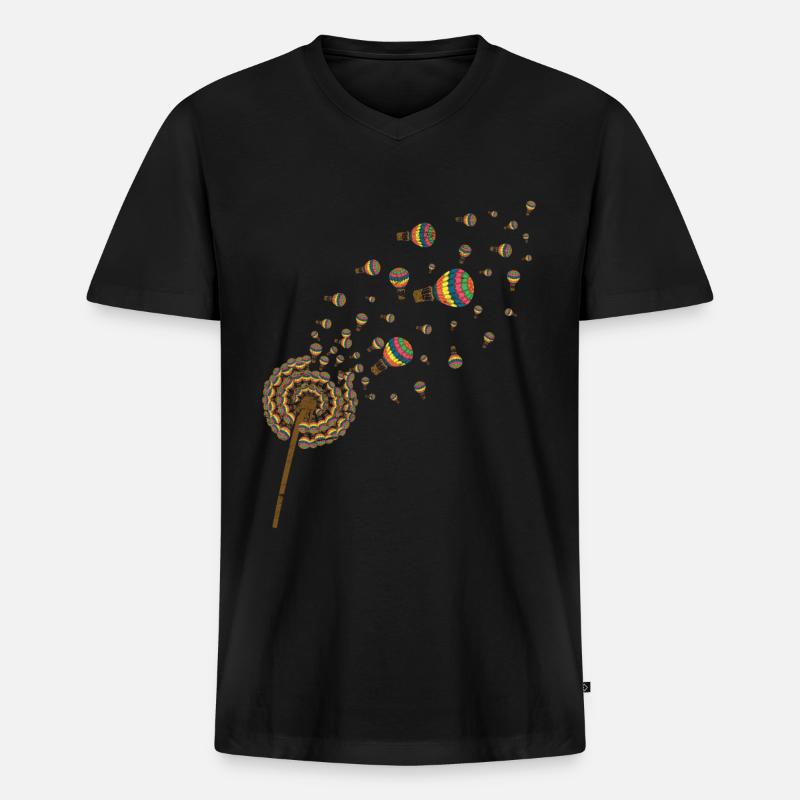 Ballon Pusteblume Geschenkidee Heißluftballon - Männer Premium Bio T-Shirt mit V-Ausschnitt - Schwarz