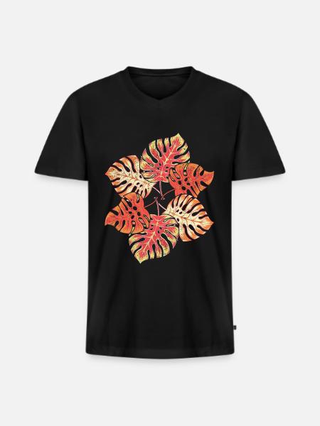 Tropical Plant Monstera Leaves Monstera - Men's Premium Organic T-shirt with V-neck - black