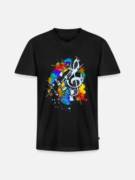 Violin keys Musical instruments Clef - Men's Premium Organic T-shirt with V-neck - black