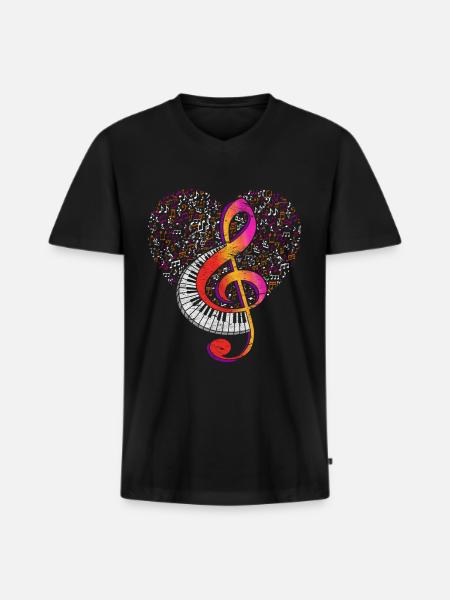 Keyboard Violin Clef Music Clef - Men's Premium Organic T-shirt with V-neck - black