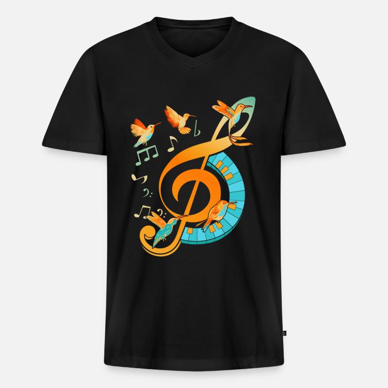 Notenschlüssel - Männer Premium Bio T-Shirt mit V-Ausschnitt - Schwarz