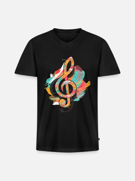 Clé - T-shirt encolure en V Premium bio Homme - noir