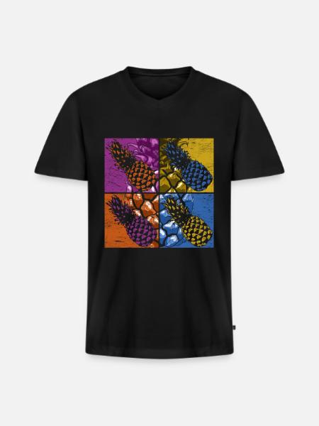 Summer Fruit Tropical Fruit Pineapple - Men's Premium Organic T-shirt with V-neck - black