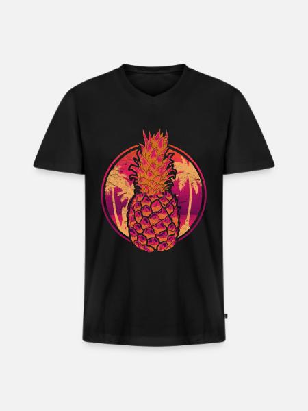 Summer Fruit Tropical Fruit Pineapple - Men's Premium Organic T-shirt with V-neck - black