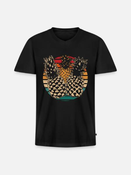 Summer Fruit Tropical Fruit Pineapple - Men's Premium Organic T-shirt with V-neck - black