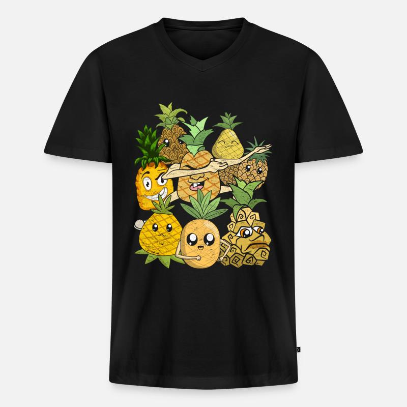 Sommer Frucht Tropisches Obst Ananas - Männer Premium Bio T-Shirt mit V-Ausschnitt - Schwarz