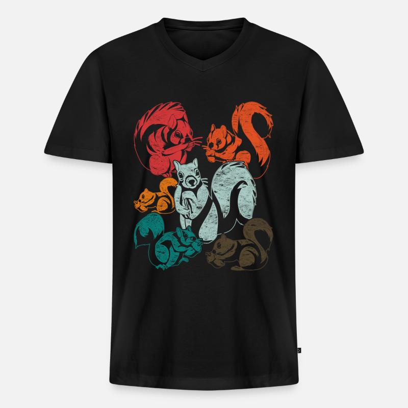 Eichhörnchen - Männer Premium Bio T-Shirt mit V-Ausschnitt - Schwarz