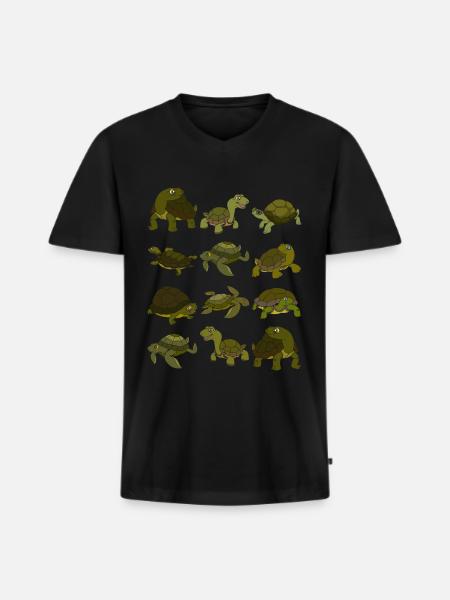 Skildpadde - Premium økologisk T-shirt med V-hals til mænd - sort