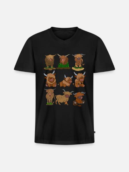 Scottish Highland Cattle - Men's Premium Organic T-shirt with V-neck - black