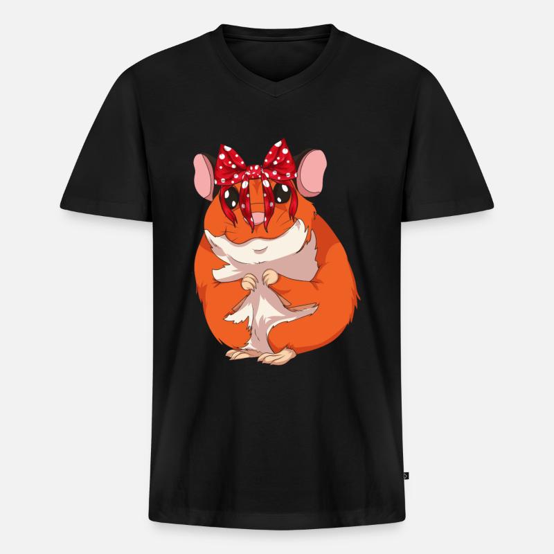 Hamster - Männer Premium Bio T-Shirt mit V-Ausschnitt - Schwarz