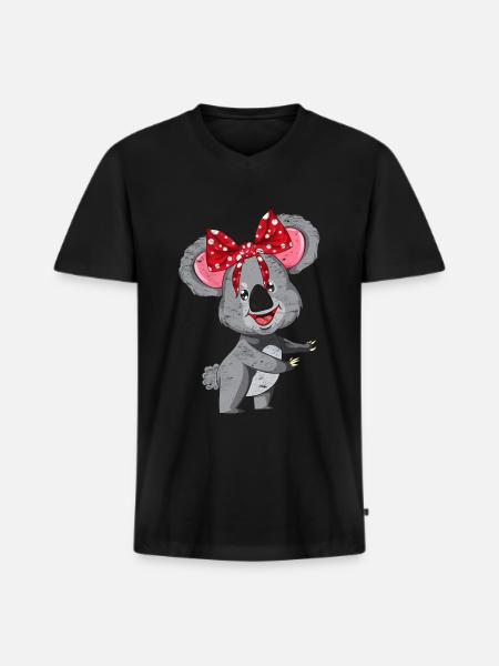 Koala - Männer Premium Bio T-Shirt mit V-Ausschnitt - Schwarz