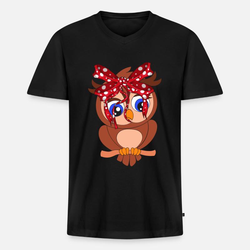 Eule - Männer Premium Bio T-Shirt mit V-Ausschnitt - Schwarz