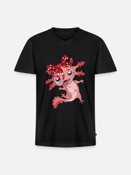 Axolotl - Men's Premium Organic T-shirt with V-neck - black