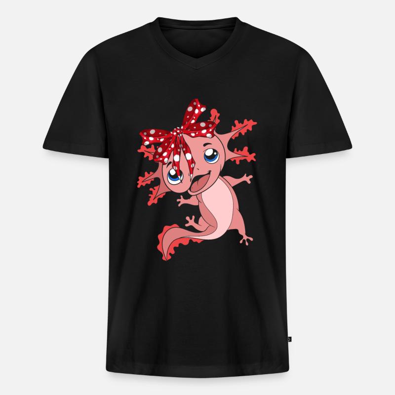 Axolotl - Männer Premium Bio T-Shirt mit V-Ausschnitt - Schwarz