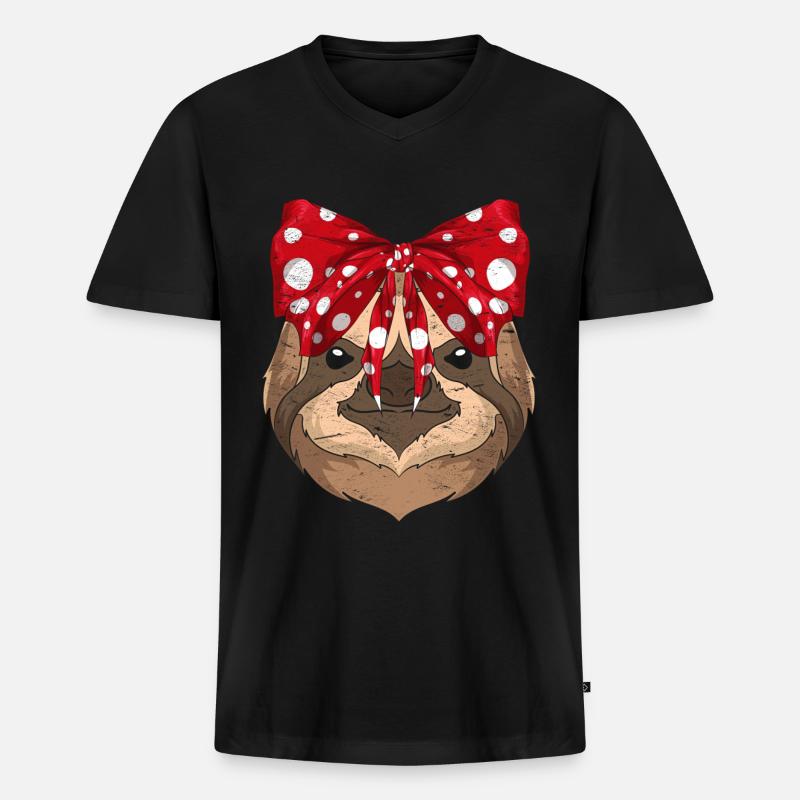 Faultier - Männer Premium Bio T-Shirt mit V-Ausschnitt - Schwarz
