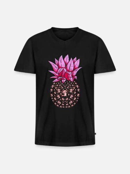 Axolotl pineapple - Men's Premium Organic T-shirt with V-neck - black