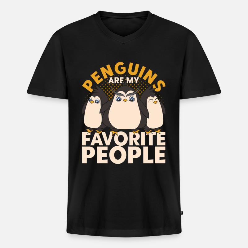 Lustige Geschenkidee Tiermotiv Pinguin - Männer Premium Bio T-Shirt mit V-Ausschnitt - Schwarz