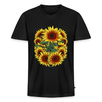 Garden Sunflower Amateur Gardener Gift Botany - Men's Premium Organic T-shirt with V-neck - black - Front - Nico (187cm)