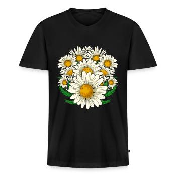 Botanischer Garten Gänseblümchen Geschenk Botanik - Männer Premium Bio T-Shirt mit V-Ausschnitt - Schwarz - Vorne - Nico (187cm)