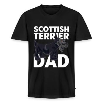 Scottie Papa hunde Fars dag skotsk terrier - Premium økologisk T-shirt med V-hals til mænd - sort - Foran - Nico (187cm)