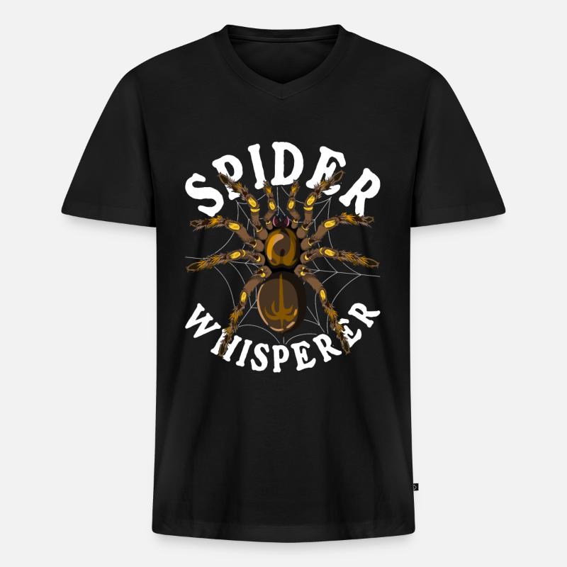 Vogelspinnen Flüsterer Arachnide Geschenk Spinne - Männer Premium Bio T-Shirt mit V-Ausschnitt - Schwarz