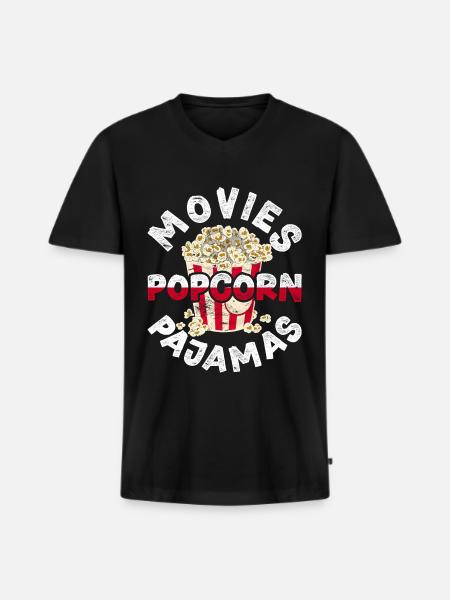 Movies Popcorn Pajamas Gift Funny Popcorn - Men's Premium Organic T-shirt with V-neck - black