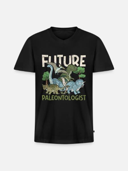 Future Paleontologist Dino Paleontology - Men's Premium Organic T-shirt with V-neck - black