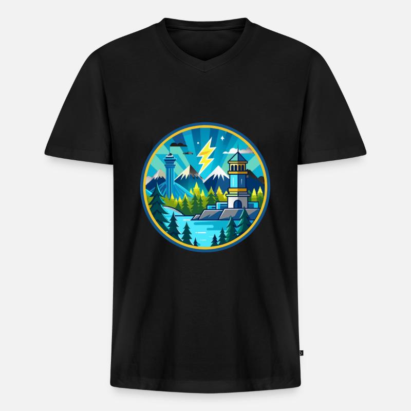 Thunder Bay - Männer Premium Bio T-Shirt mit V-Ausschnitt - Schwarz