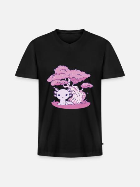 Drôle d’axolotl - T-shirt encolure en V Premium bio Homme - noir