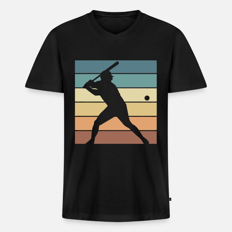 Baseball Retro Evolution Cooler, lustiger - Männer Premium Bio T-Shirt mit V-Ausschnitt - Schwarz